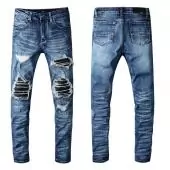 amiri denim jeans skinny-fit distressed stretch patch blue